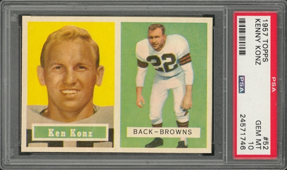1957 Topps Football #52 Kenny Konz – PSA GEM MT 10 "1 of 1!"